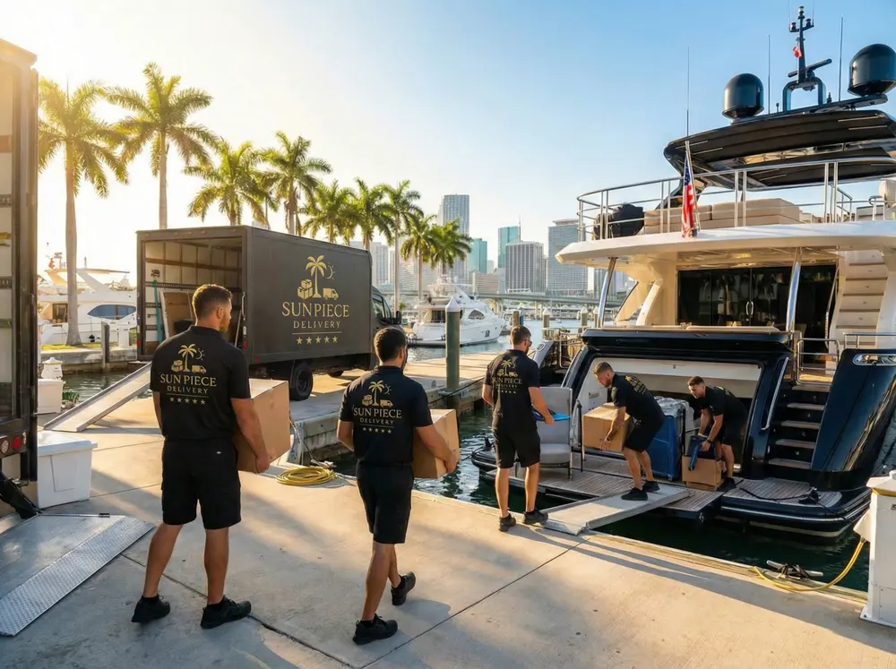 Sun Piece crew unloading on the waterfront